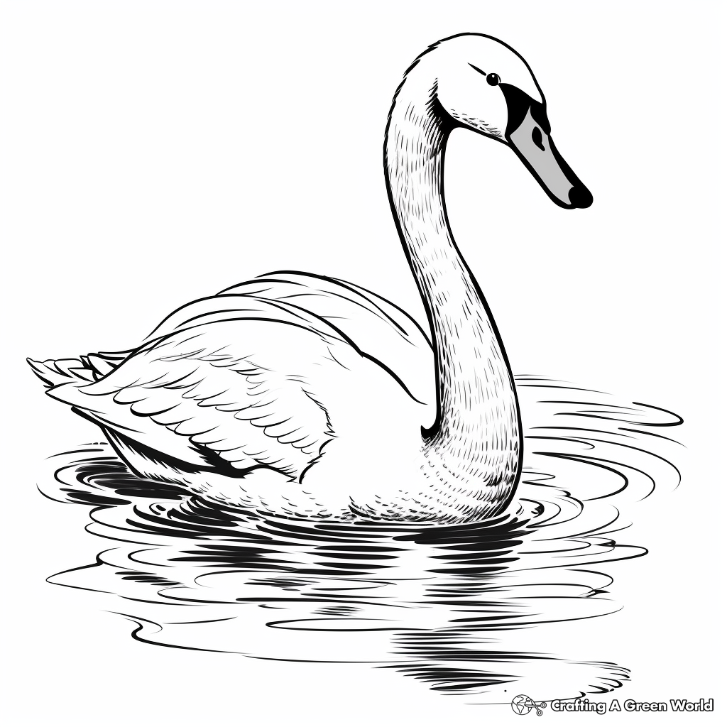 Graceful Trumpeter Swan Coloring Pages 2