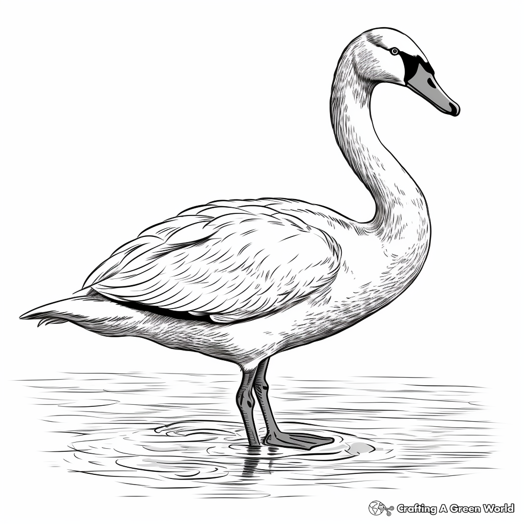 Graceful Trumpeter Swan Coloring Pages 3