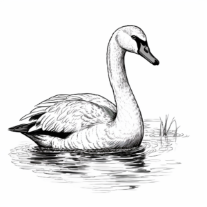 Graceful Trumpeter Swan Coloring Pages 4