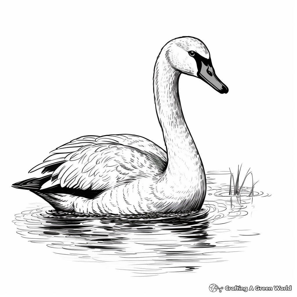 Graceful Trumpeter Swan Coloring Pages 4