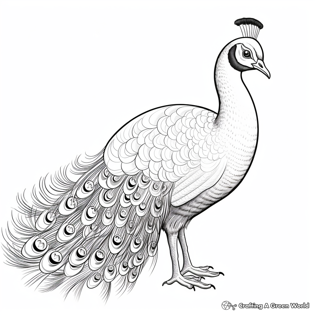 Graceful White Peacock Coloring for Adults 1