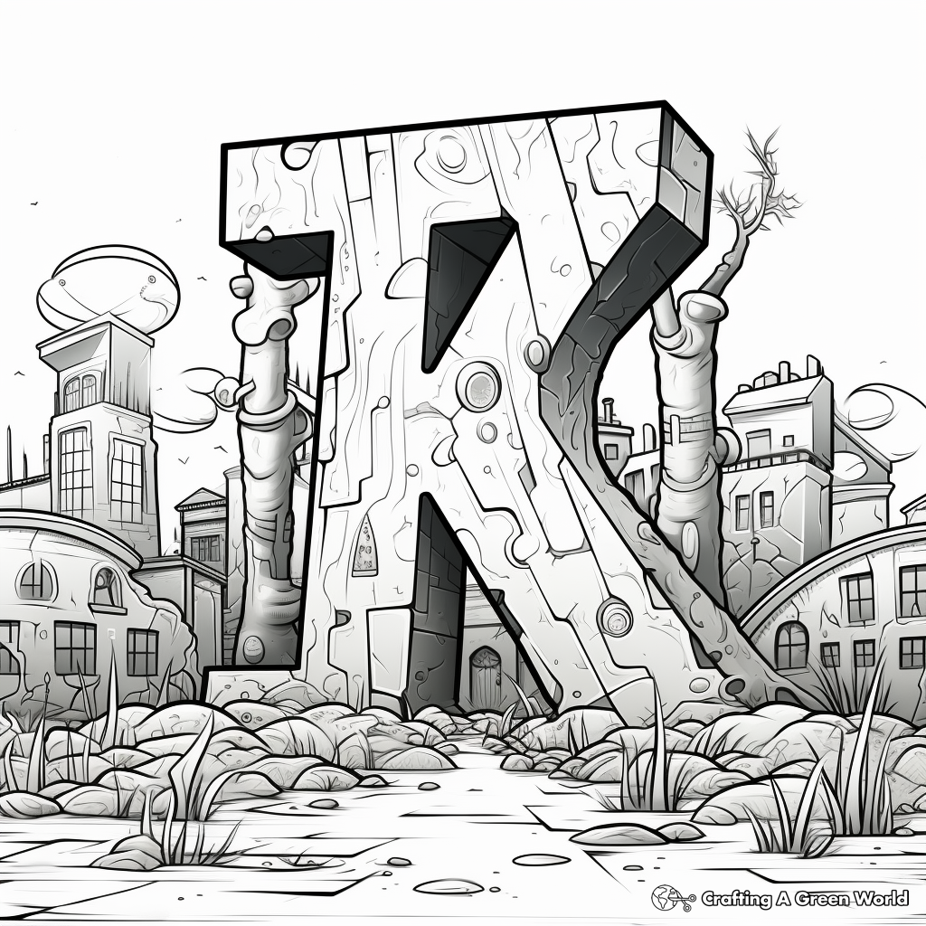 Graffiti Alphabet Coloring Pages for Kids 1