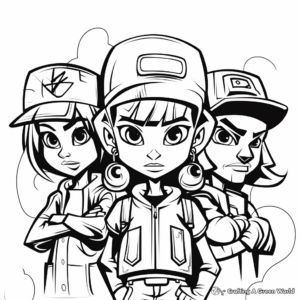 Graffiti Character Coloring Pages: Faces and Figures 2