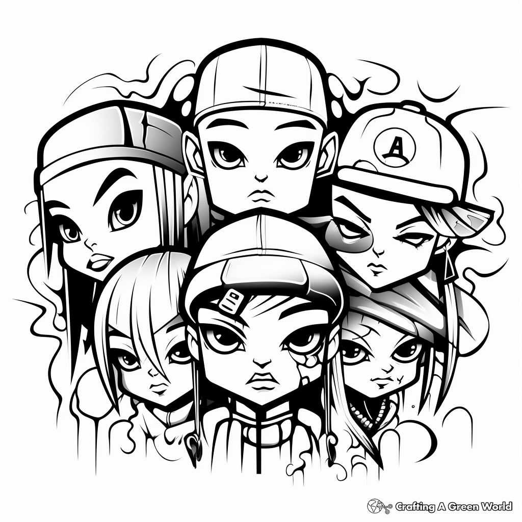 Graffiti Character Coloring Pages: Faces and Figures 3