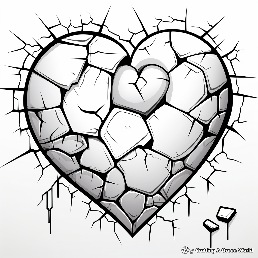 Graffiti Style Broken Heart Coloring Pages 4