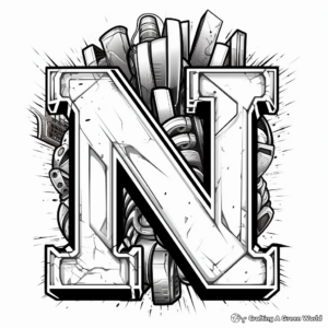 Graffiti Style Letter N Coloring Sheets 2