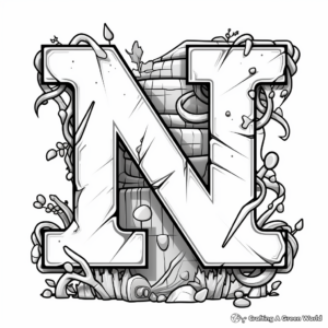Graffiti Style Letter N Coloring Sheets 3