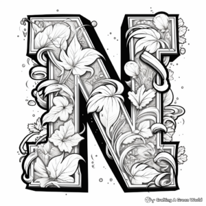 Graffiti Style Letter N Coloring Sheets 4