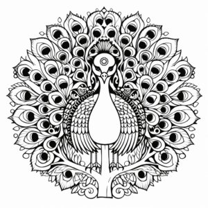 Grand Peacock Mandala Designed Coloring Pages 1