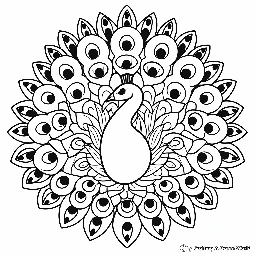 Grand Peacock Mandala Designed Coloring Pages 2