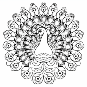Grand Peacock Mandala Designed Coloring Pages 4