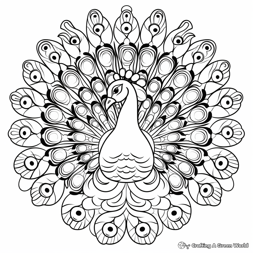Grand Peacock Mandala Designed Coloring Pages 4
