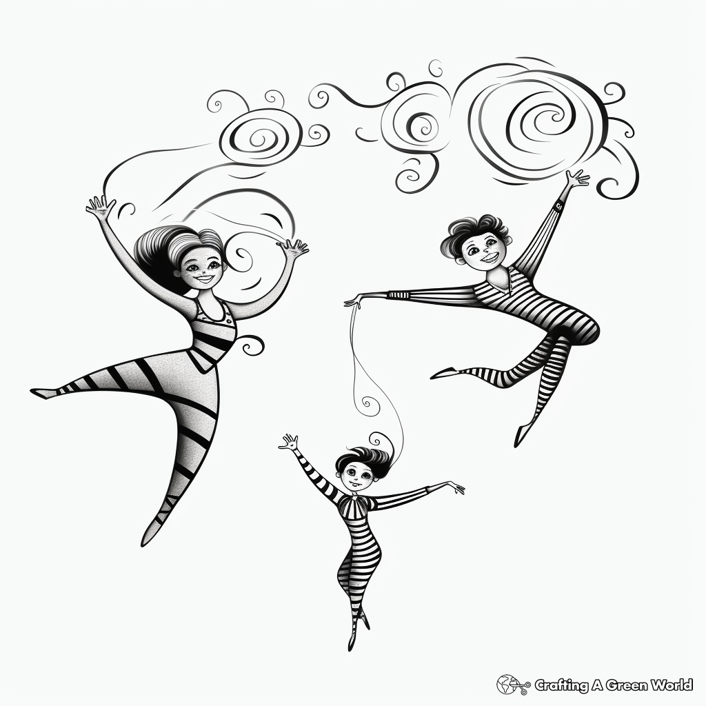 Gravity-defying Acrobats and Circus Performers Coloring Pages 2