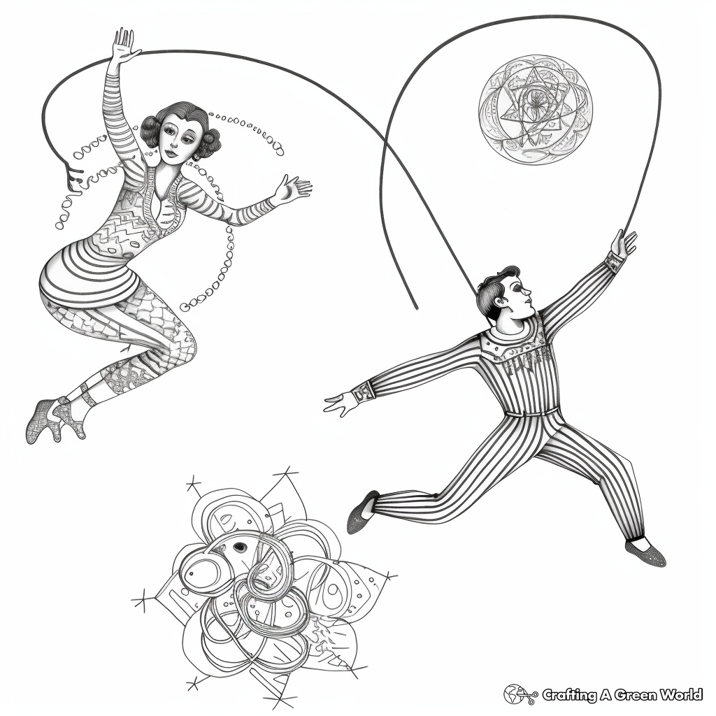 Gravity-defying Acrobats and Circus Performers Coloring Pages 3
