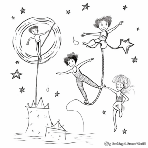 Gravity-defying Acrobats and Circus Performers Coloring Pages 4