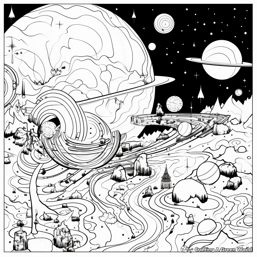 Gravity-filled Dark Matter Galaxy Coloring Pages 2