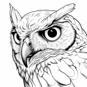 Great Horned Owl Eye Close-up Coloring Page 1