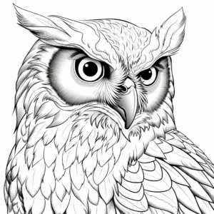 Great Horned Owl Eye Close-up Coloring Page 3