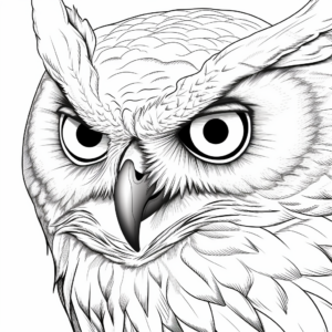 Great Horned Owl Eye Close-up Coloring Page 4