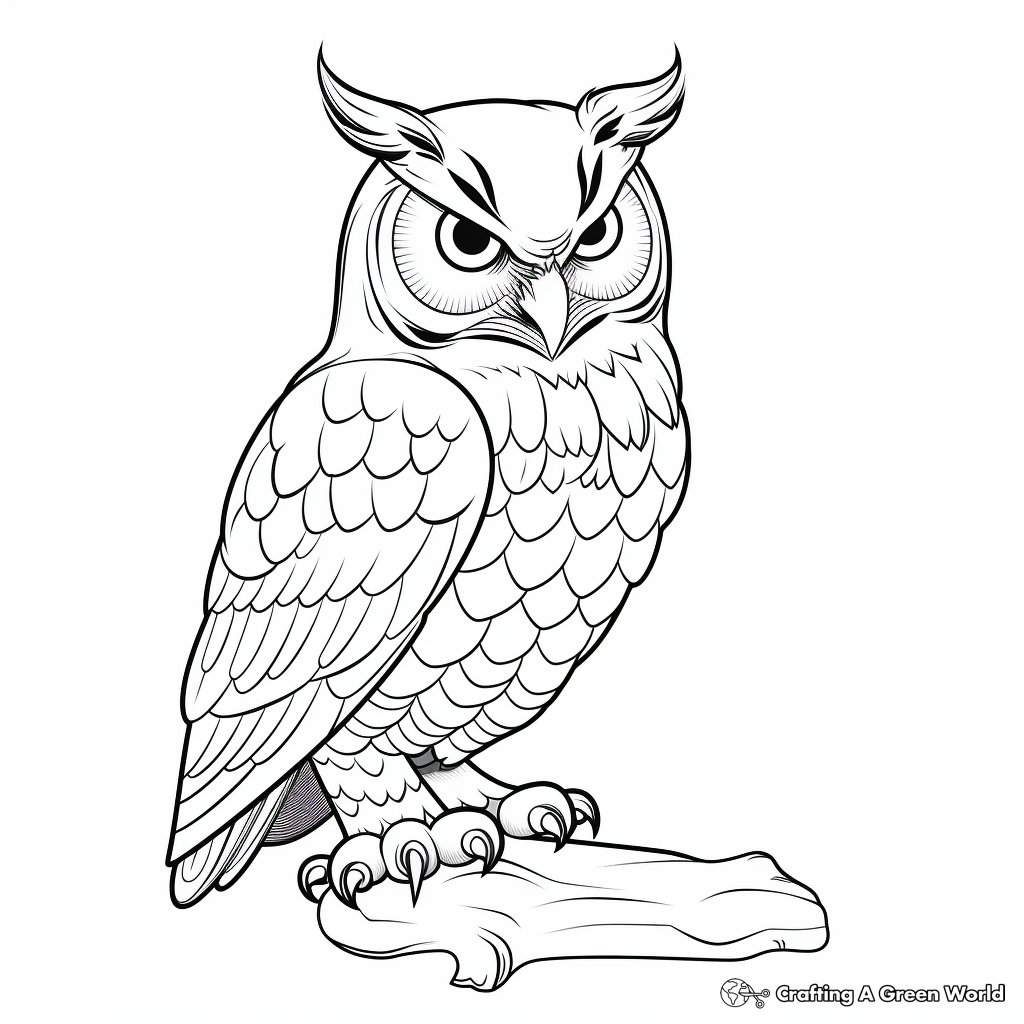 Great Horned Owl Features Diagram Coloring Pages 1