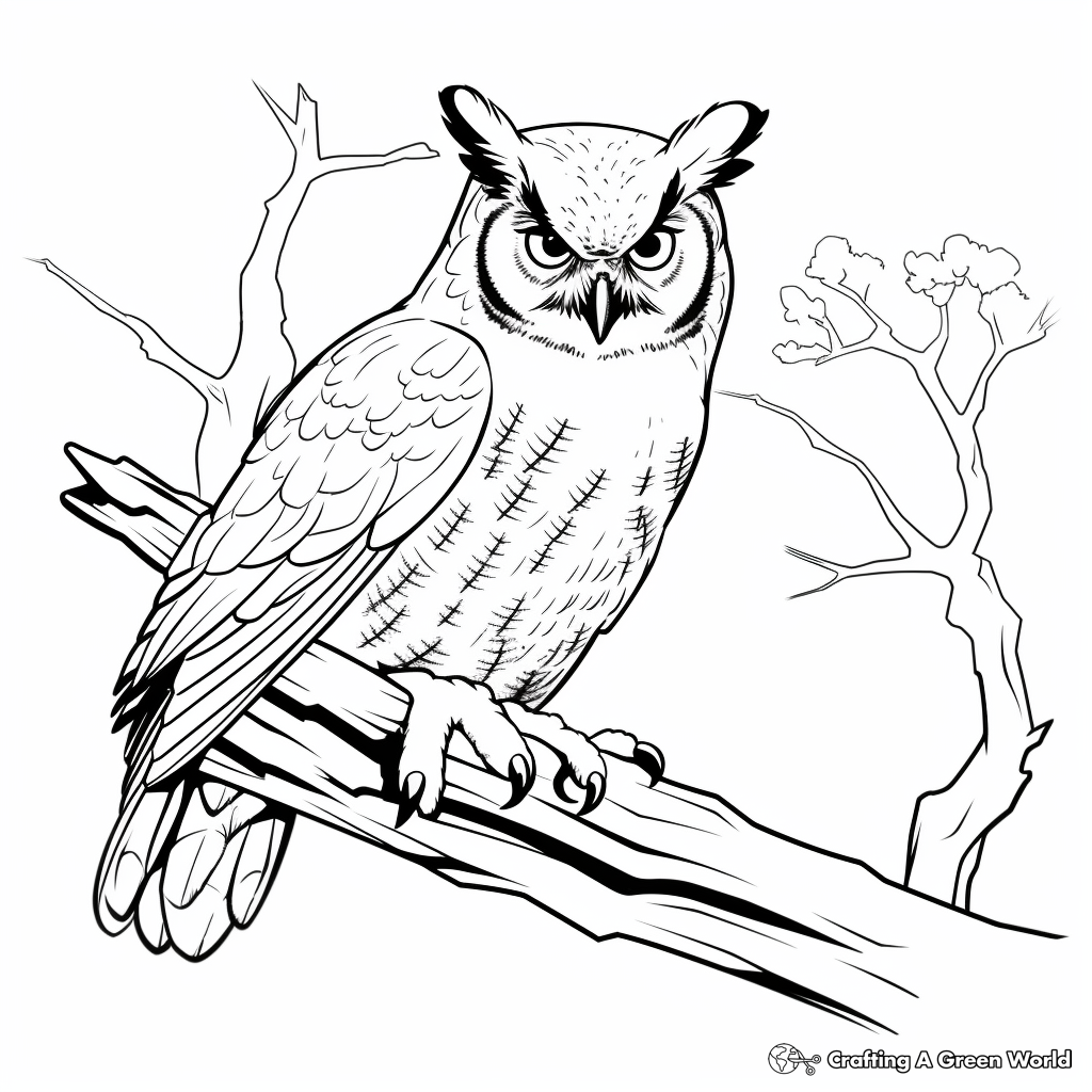 Great Horned Owl Features Diagram Coloring Pages 3