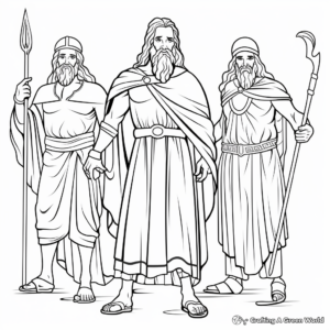 Greek Gods and Goddesses: Zeus, Apollo, Hera Coloring Pages 1