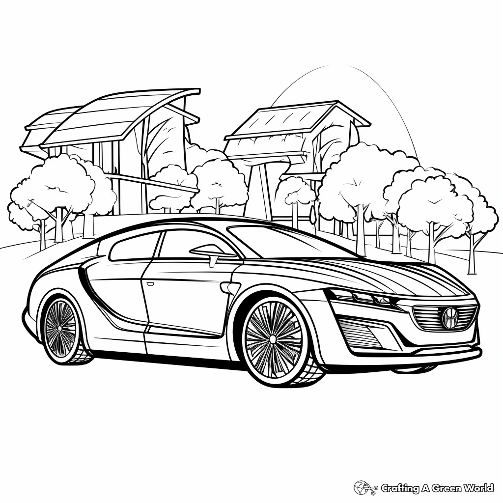 Green Energy Electric Car Coloring Pages 1