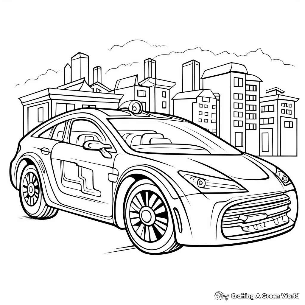 Green Energy Electric Car Coloring Pages 4