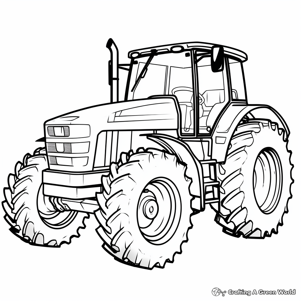 Green John Deere Tractor Coloring Pages 1