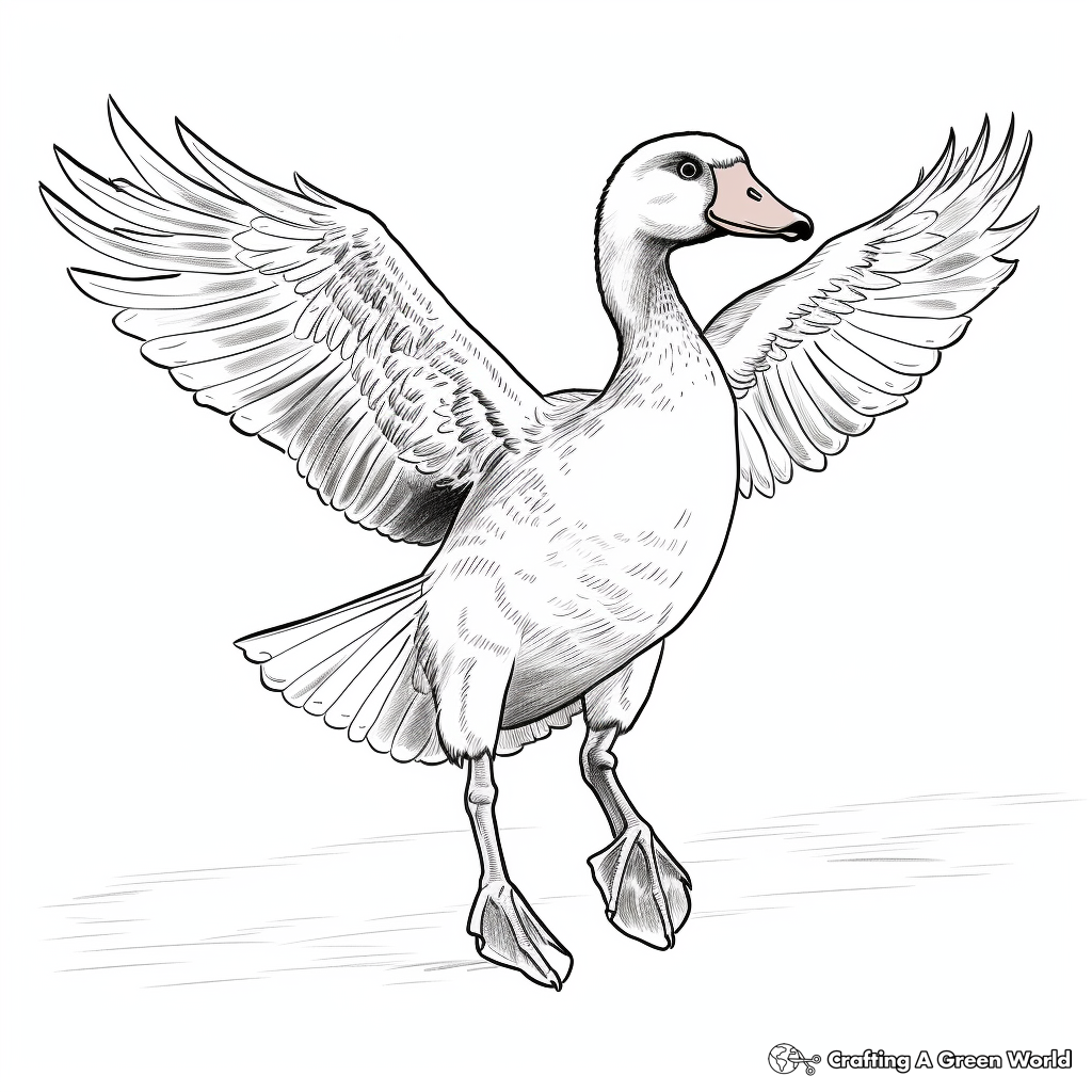 Greylag Goose in Flight Coloring Pages 1
