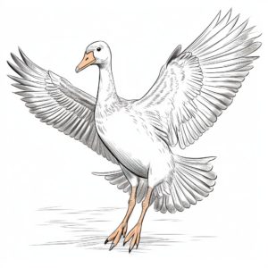 Greylag Goose in Flight Coloring Pages 2