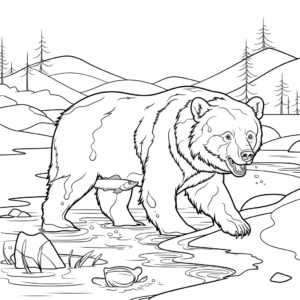 Grizzly Bear Fishing Coloring Pages 2