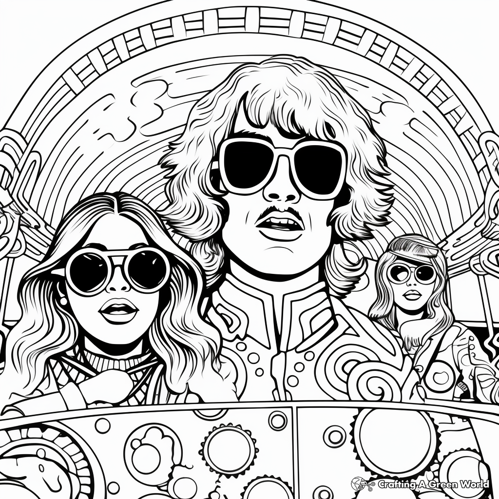 Groovy 60s Inspired Coloring Pages 1