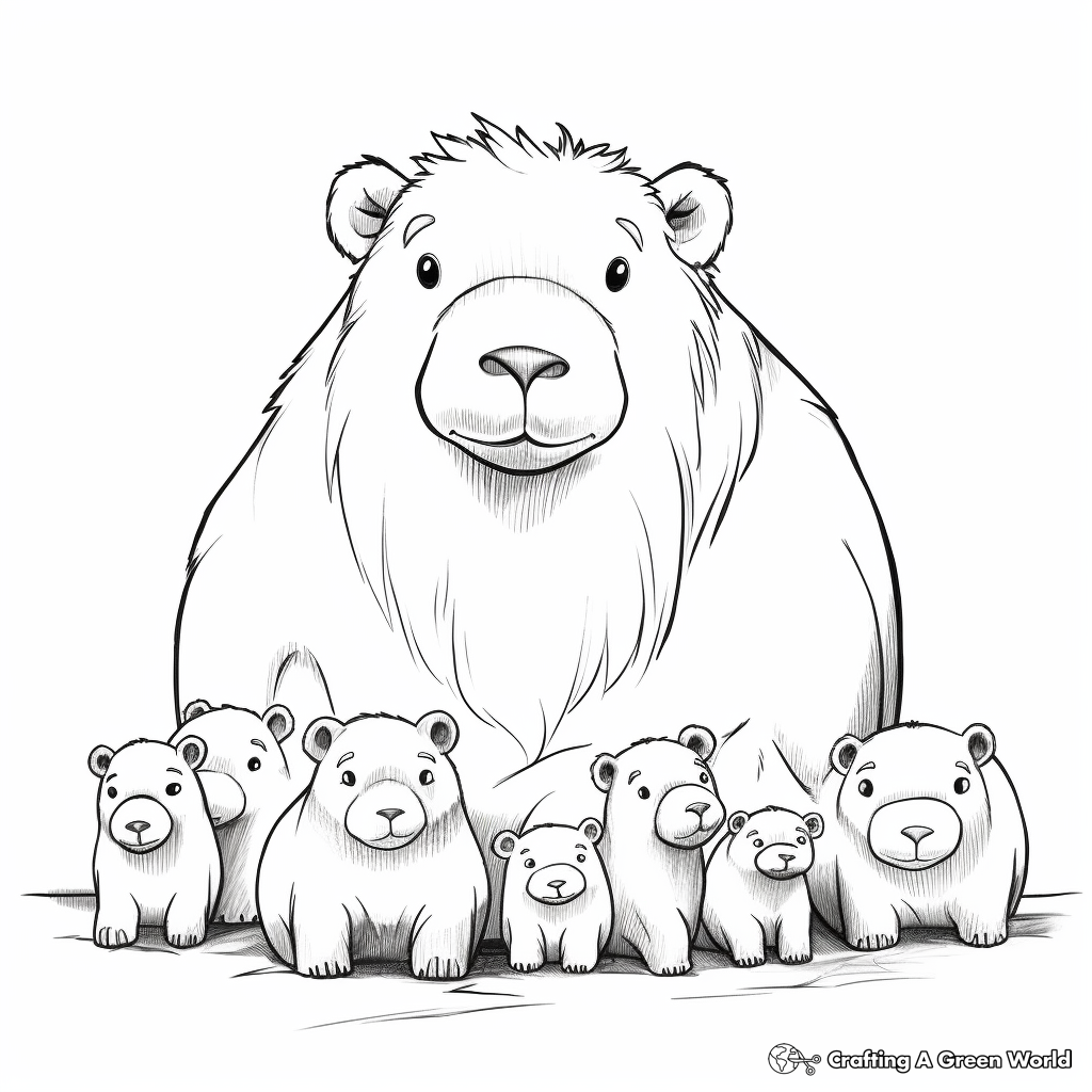 Group of Capybara Coloring Pages 2
