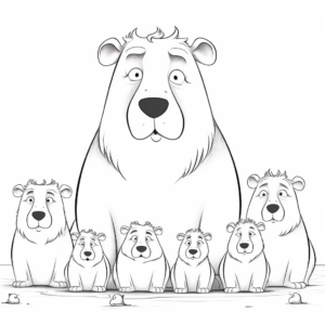 Group of Capybara Coloring Pages 3