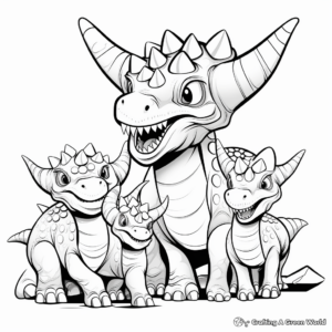Group of Triceratops: Family Coloring Page 3