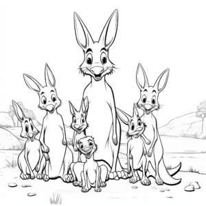 Group of Wallabies Cartoon Coloring Pages 1
