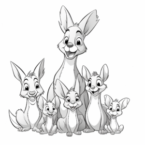 Group of Wallabies Cartoon Coloring Pages 3