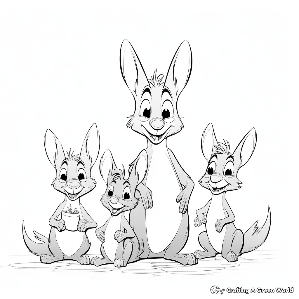 Group of Wallabies Cartoon Coloring Pages 4