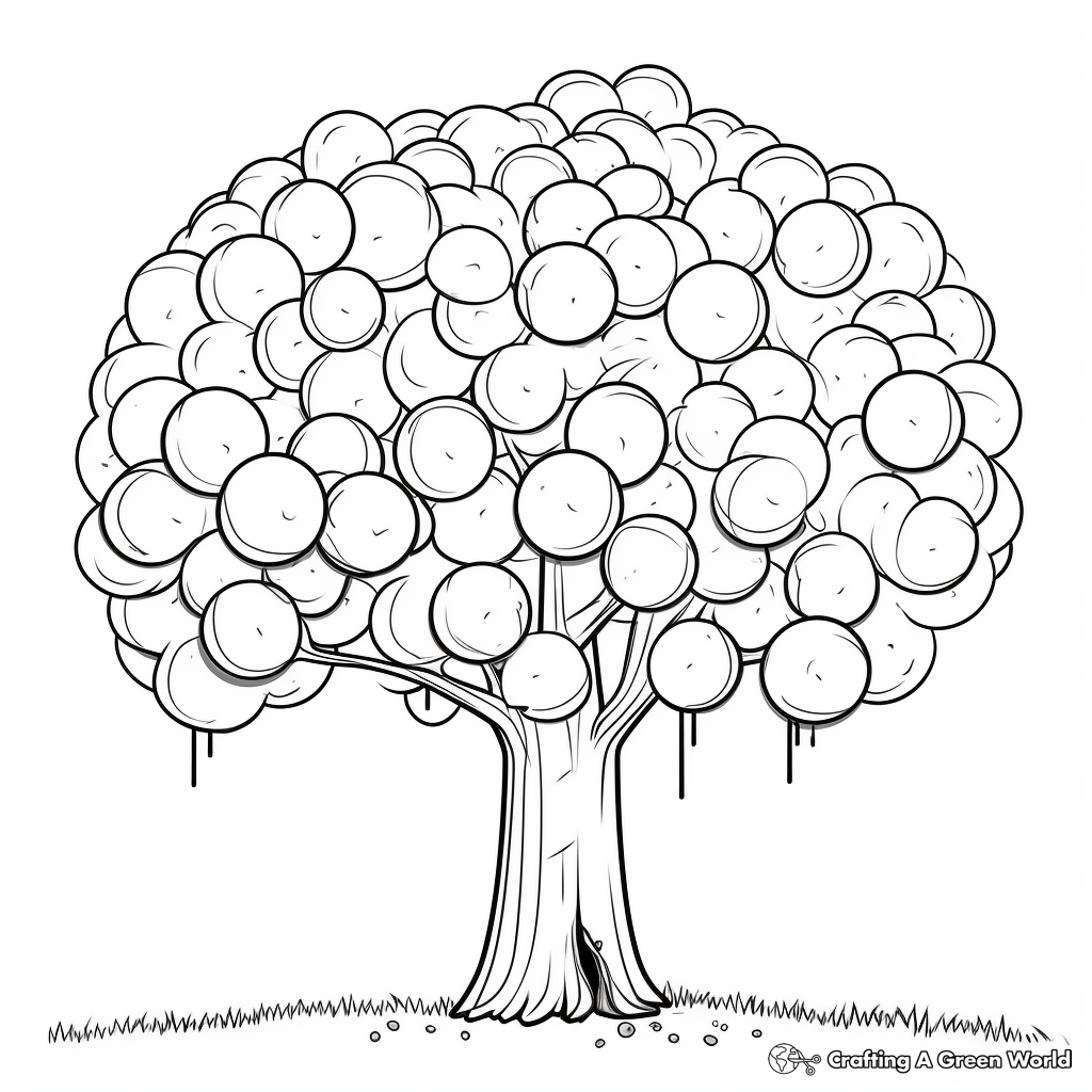 Gum Tree with Bubble Gums Coloring Pages 1
