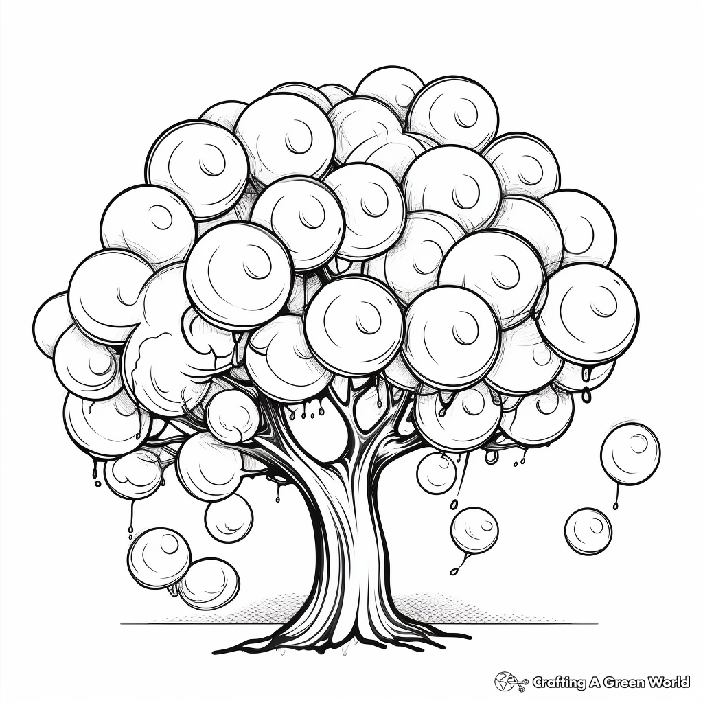 Gum Tree with Bubble Gums Coloring Pages 2