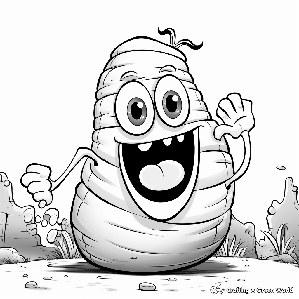 Gummy Worm and Candy Combo Coloring Pages 1
