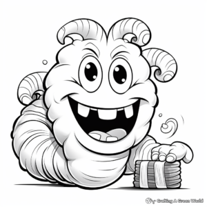 Gummy Worms in a Pack: Candy Store Coloring Pages 1