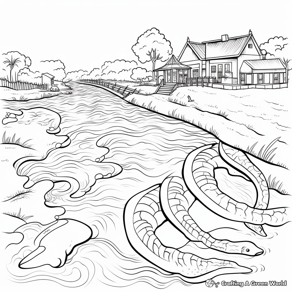 Habitat of Electric Eel: River-Scene Coloring Pages 4