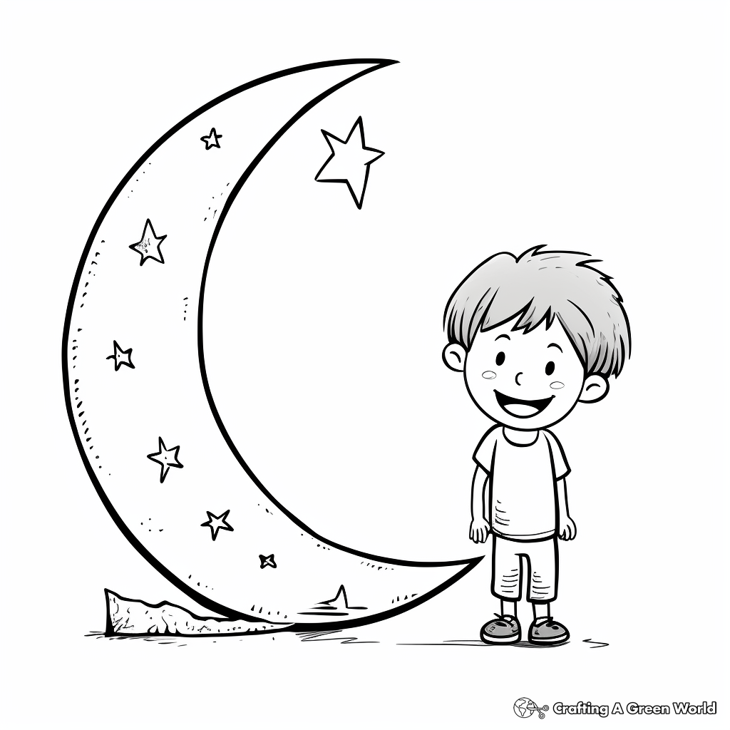 Half Crescent Moon Coloring Pages for Learning Kids 1