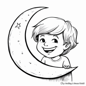 Half Crescent Moon Coloring Pages for Learning Kids 2