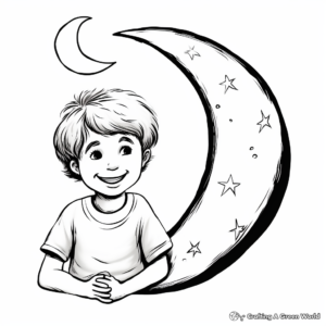 Half Crescent Moon Coloring Pages for Learning Kids 3
