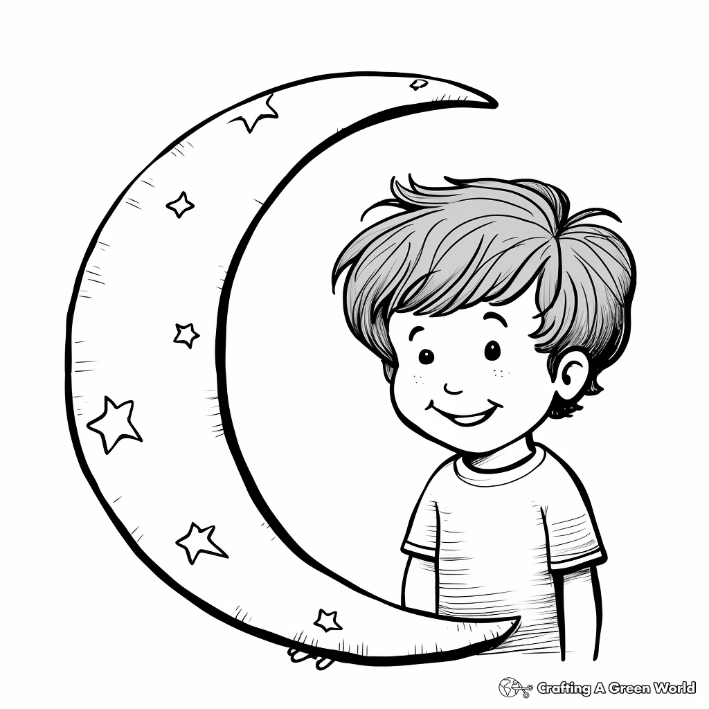 Half Crescent Moon Coloring Pages for Learning Kids 4
