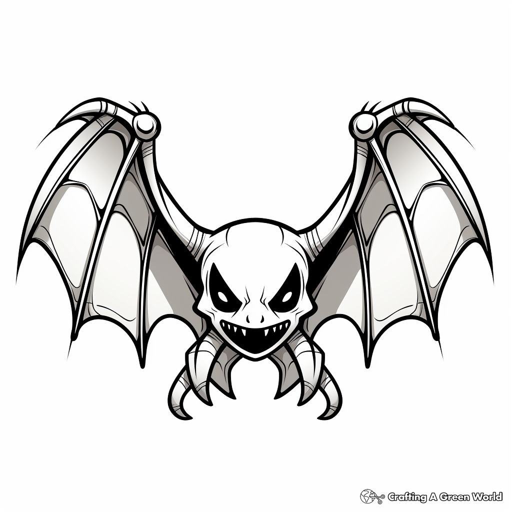 Halloween Themed Bat Wings Coloring Pages 4