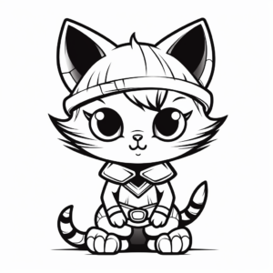 Halloween Themed Cat Kid Coloring Pages 3